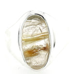 Genuine Golden Rutilated Quartz 925 Solid Sterling Silver Unisex Ring Size 8.75 - Natural Rocks by Kala