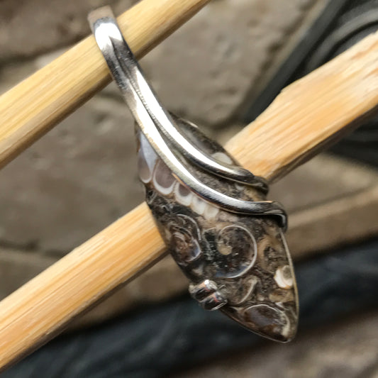 Genuine Turtella Jasper 925 Solid Sterling Silver Pendant 45mm - Natural Rocks by Kala