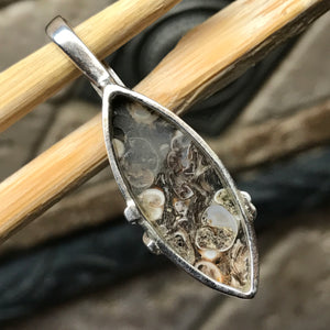 Genuine Turtella Jasper 925 Solid Sterling Silver Pendant 45mm - Natural Rocks by Kala