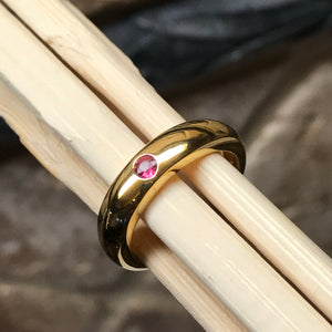 Natural Pink Tourmaline 14K Yellow Gold Vermeil Sterling Silver Engagement Ring Size 6, 7, 8 - Natural Rocks by Kala