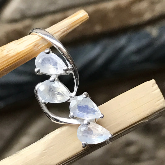 Natural Rainbow Moonstone 925 Solid Sterling Silver Pendant 25mm - Natural Rocks by Kala