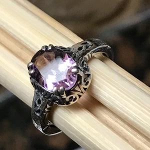 Natural 1.5ct Purple Amethyst 925 Solid Sterling Silver Engagement Ring Size 6, 8 - Natural Rocks by Kala