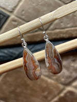 Natural Laguna Lace Agate 925 Sterling Silver 925 Sterling Silver Earrings 35mm