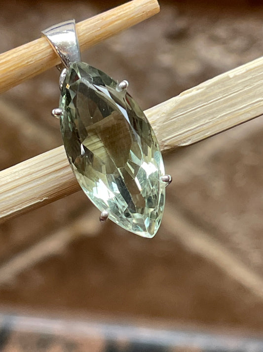 Natural Green Amethyst 925 Solid Sterling Silver Pendant 30mm - Natural Rocks by Kala