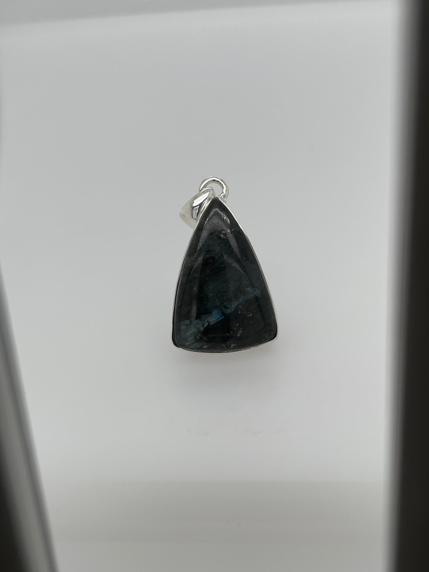 Natural Larvikite Black Moonstone 925 Solid Sterling Silver Pendant 35mm - Natural Rocks by Kala