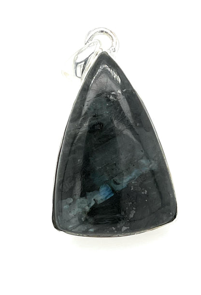 Natural Larvikite Black Moonstone 925 Solid Sterling Silver Pendant 35mm - Natural Rocks by Kala