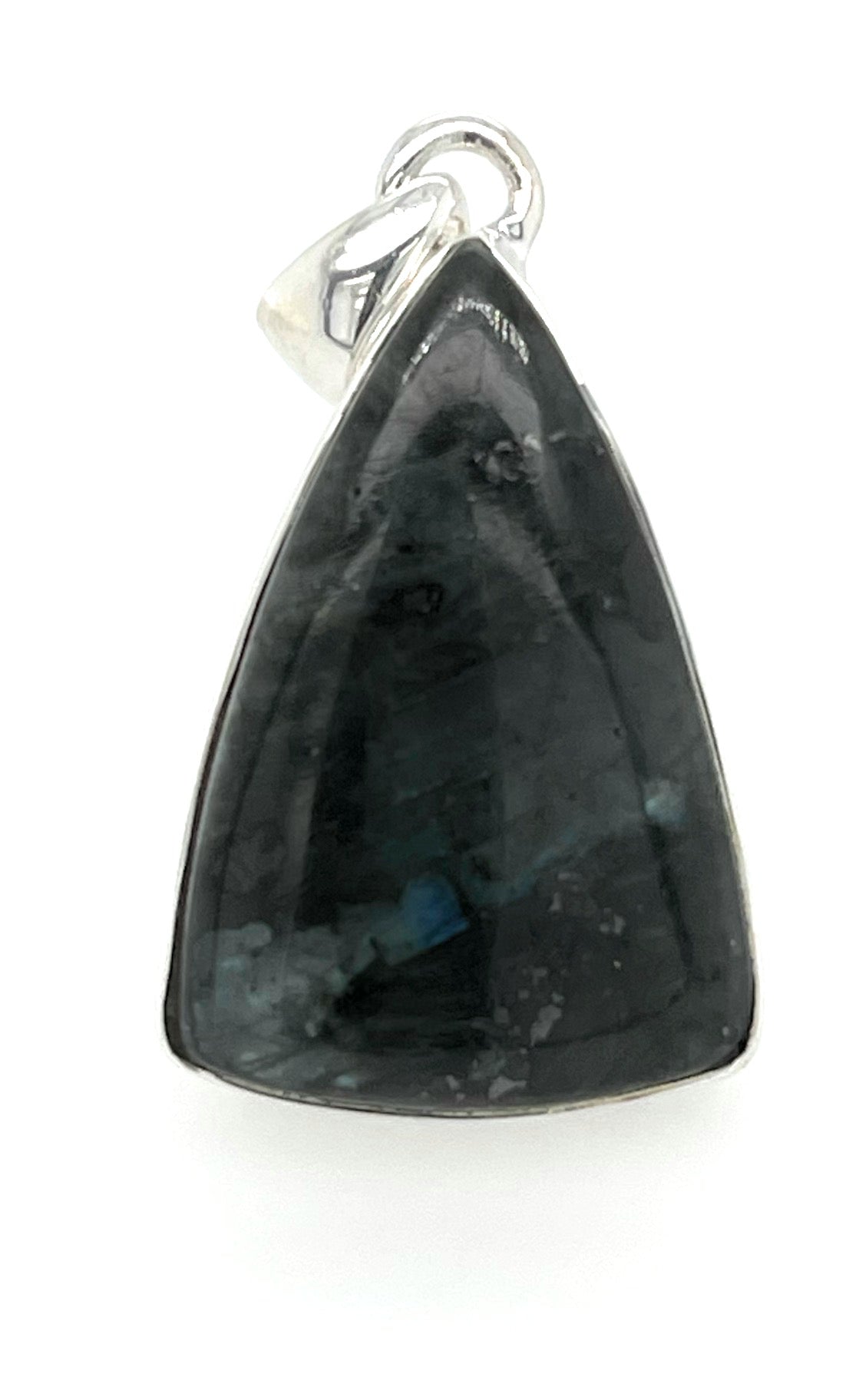 Natural Larvikite Black Moonstone 925 Solid Sterling Silver Pendant 35mm - Natural Rocks by Kala
