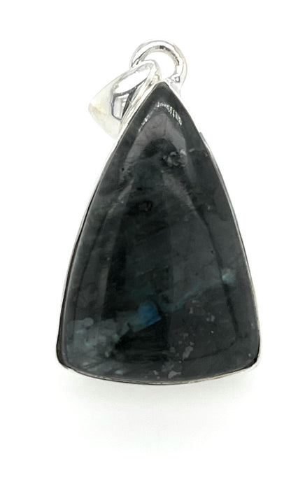 Natural Larvikite Black Moonstone 925 Solid Sterling Silver Pendant 35mm - Natural Rocks by Kala