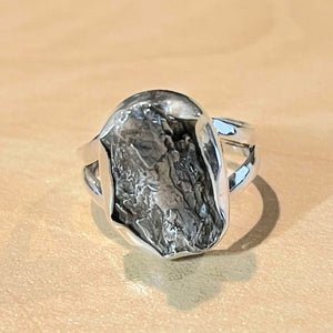 Natural Meteorite Campo Del Cielo 925 Solid Sterling Silver Ring Size 6 - Natural Rocks by Kala