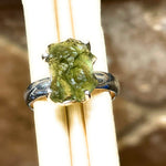 Natural Green Moldavite 925 Solid Sterling Silver Ring Size 7.5 - Natural Rocks by Kala