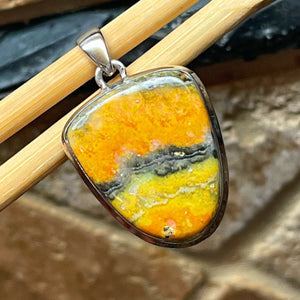 Natural Indonesian Bumble Bee Jasper 925 Solid Sterling Silver Pendant 40mm - Natural Rocks by Kala
