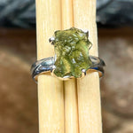 Natural Green Moldavite 925 Solid Sterling Silver Ring Size 7 - Natural Rocks by Kala
