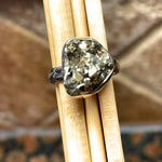 Genuine Pyrite Druzy 925 Solid Sterling Silver Unisex Ring Size 8 - Natural Rocks by Kala