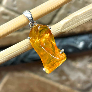 Beautiful Baltic Amber 925 Solid Sterling Silver Pendant 30mm - Natural Rocks by Kala