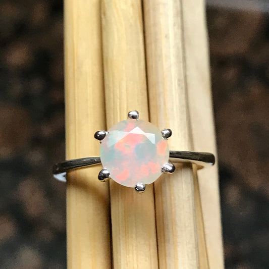 Genuine Ethiopian Opal 925 Solid Sterling Silver Engagement Ring Size 5, 6, 7, 8, 9 - Natural Rocks by Kala