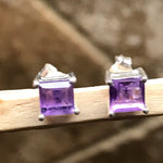 Natural 1.5ct Purple Amethyst 925 Solid Sterling Silver Earrings 5mm - Natural Rocks by Kala