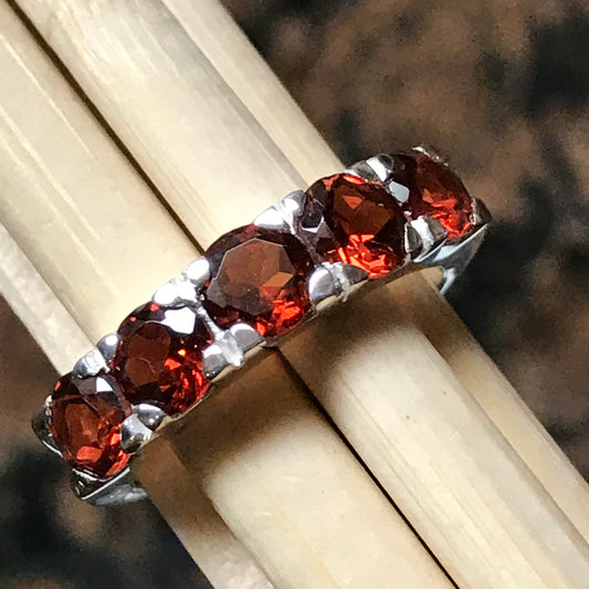 Natural 4ct Pyrope Garnet 925 Solid Sterling Silver Band Ring Size 6, 8, 9 - Natural Rocks by Kala
