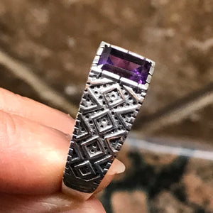 Genuine 2ct Purple Amethyst 925 Solid Sterling Silver Men's Ring Size 7, 8, 9, 10, 11, 12, 13 - Natural Rocks by Kala