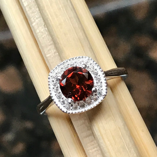 Natural 1ct Pyrope Garnet 925 Solid Sterling Silver Engagement Ring Size 6, 7, 8, 9 - Natural Rocks by Kala