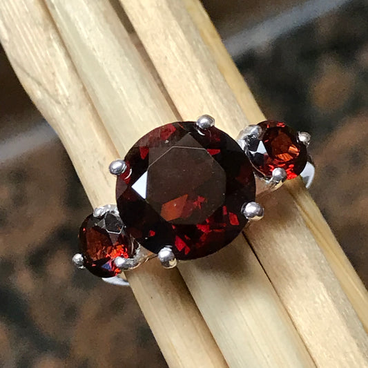 Natural 4ct Pyrope Garnet 925 Solid Sterling Silver Ring Size 6, 7, 8, 9 - Natural Rocks by Kala
