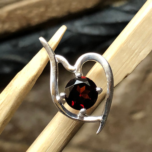 Natural 1ct Pyrope Garnet 925 Solid Sterling Silver Heart Pendant 22mm - Natural Rocks by Kala