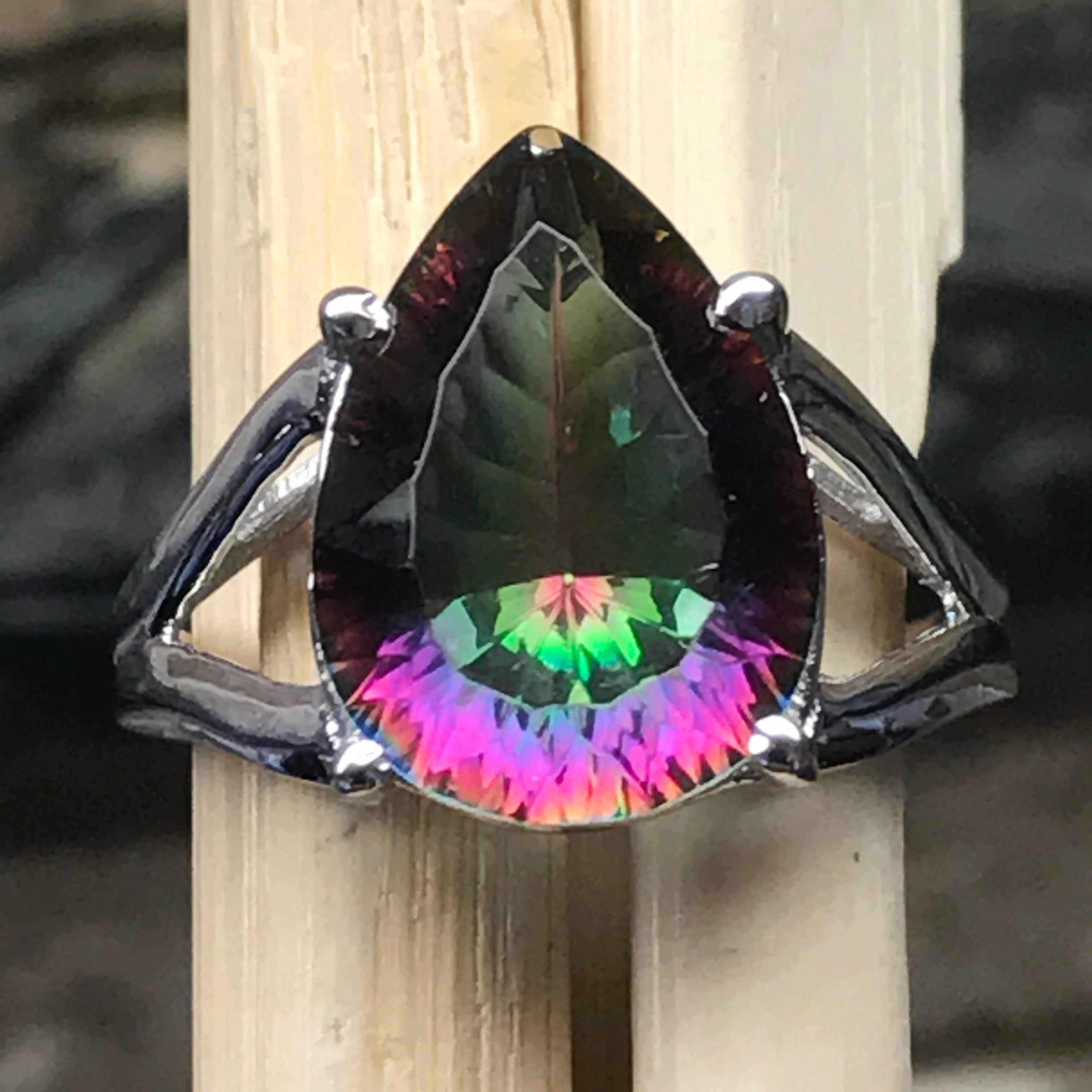 Beautiful 2.5ct Mystic Topaz 925 Solid Sterling Silver Ring Size 6, 7, 8, 9 - Natural Rocks by Kala