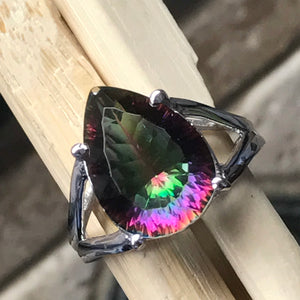 Beautiful 2.5ct Mystic Topaz 925 Solid Sterling Silver Ring Size 6, 7, 8, 9 - Natural Rocks by Kala