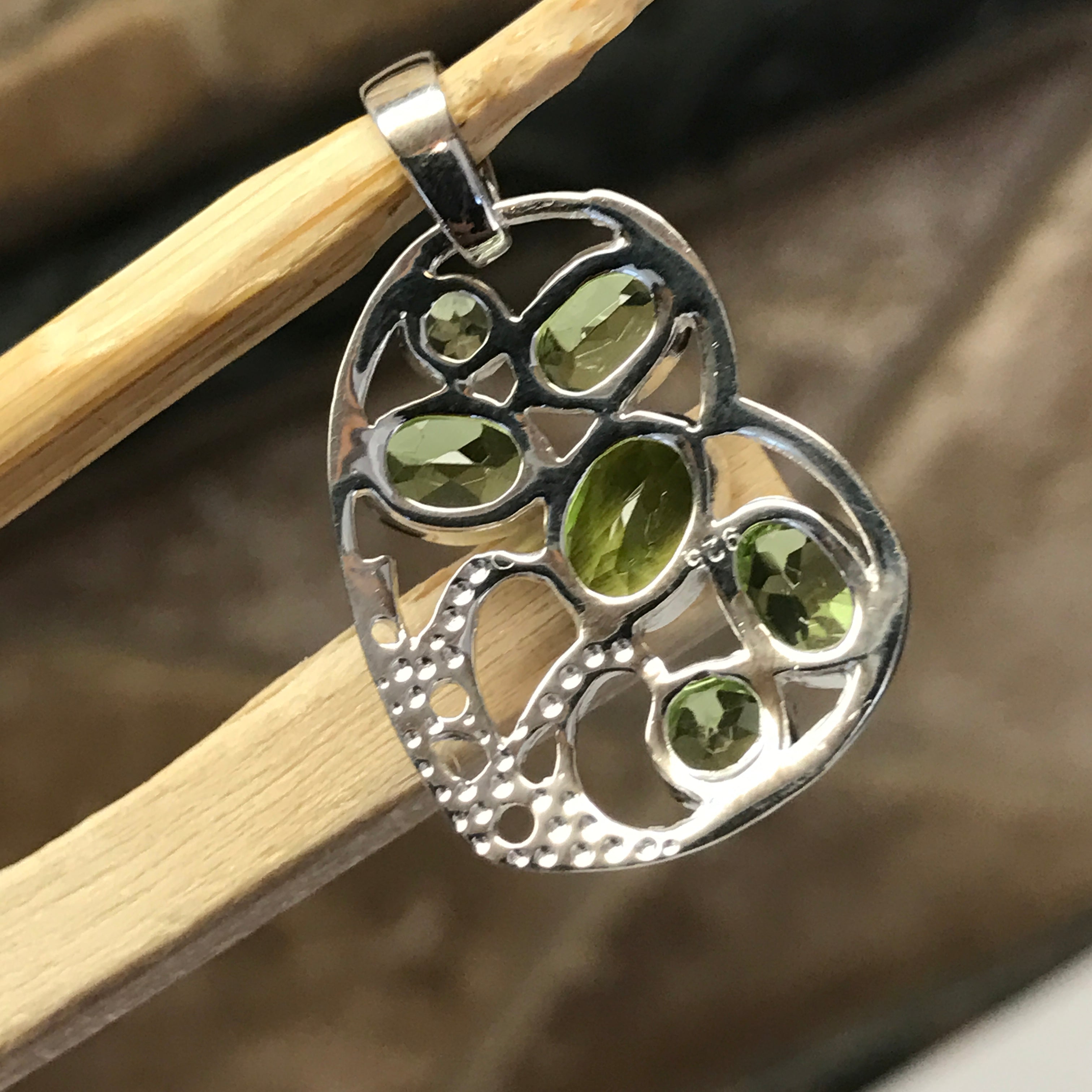 Genuine 2.5ct Peridot 925 Solid Sterling Silver Heart Pendant 25mm - Natural Rocks by Kala
