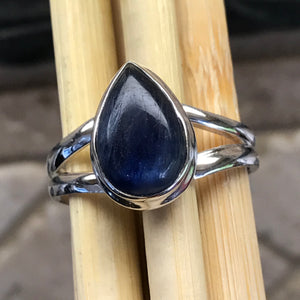 Natural Cabochan Royal Blue Kyanite 925 Solid Sterling Silver Engagement Ring Size 7.25, 8.5 - Natural Rocks by Kala