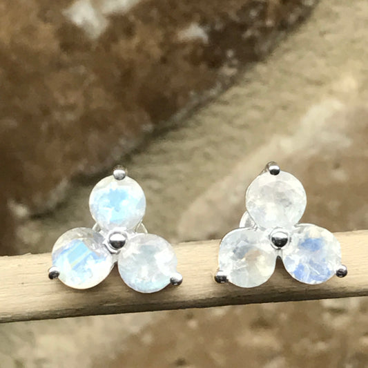 Natural Rainbow Moonstone 925 Solid Sterling Silver Earrings 7mm - Natural Rocks by Kala