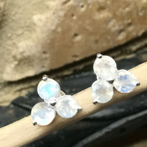 Natural Rainbow Moonstone 925 Solid Sterling Silver Earrings 7mm - Natural Rocks by Kala