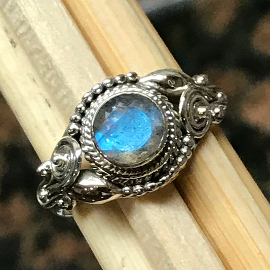 Natural Blue Labradorite 925 Solid Sterling Silver Engagement Ring Size 6, 8.25, 9 - Natural Rocks by Kala