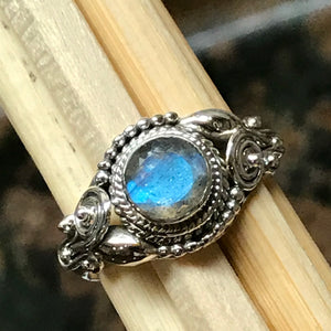 Natural Blue Labradorite 925 Solid Sterling Silver Engagement Ring Size 6, 8.25, 9 - Natural Rocks by Kala