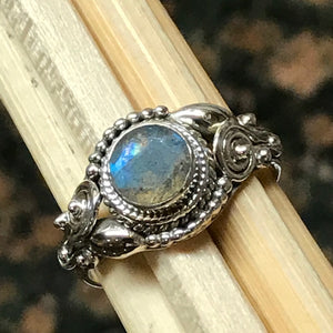 Natural Blue Labradorite 925 Solid Sterling Silver Engagement Ring Size 6, 8.25, 9 - Natural Rocks by Kala