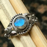 Natural Blue Labradorite 925 Solid Sterling Silver Engagement Ring Size 6, 8.25, 9 - Natural Rocks by Kala