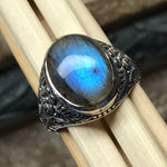 Natural Blue Labradorite 925 Solid Sterling Silver Men's Ring Size 8, 9, 10, 12 - Natural Rocks by Kala