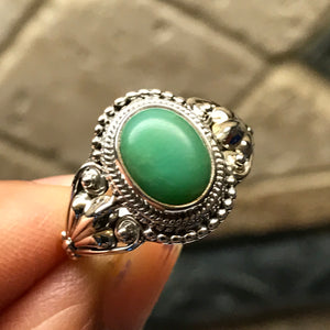 Natural Green Chrysoprase 925 Solid Sterling Silver Engagement Ring Size 6, 7, 8, 9 - Natural Rocks by Kala