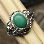 Natural Green Chrysoprase 925 Solid Sterling Silver Engagement Ring Size 6, 7, 8, 9 - Natural Rocks by Kala