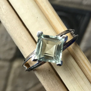 Natural 1.5ct Green Amethyst 925 Solid Sterling Silver Engagement Ring Size 6, 7, 9 - Natural Rocks by Kala
