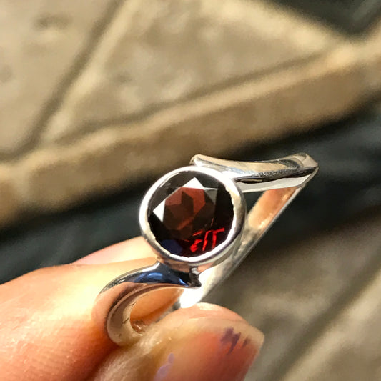 Natural 1ct Pyrope Garnet 925 Solid Sterling Silver Engagement Ring Size 6, 7, 8, 9 - Natural Rocks by Kala