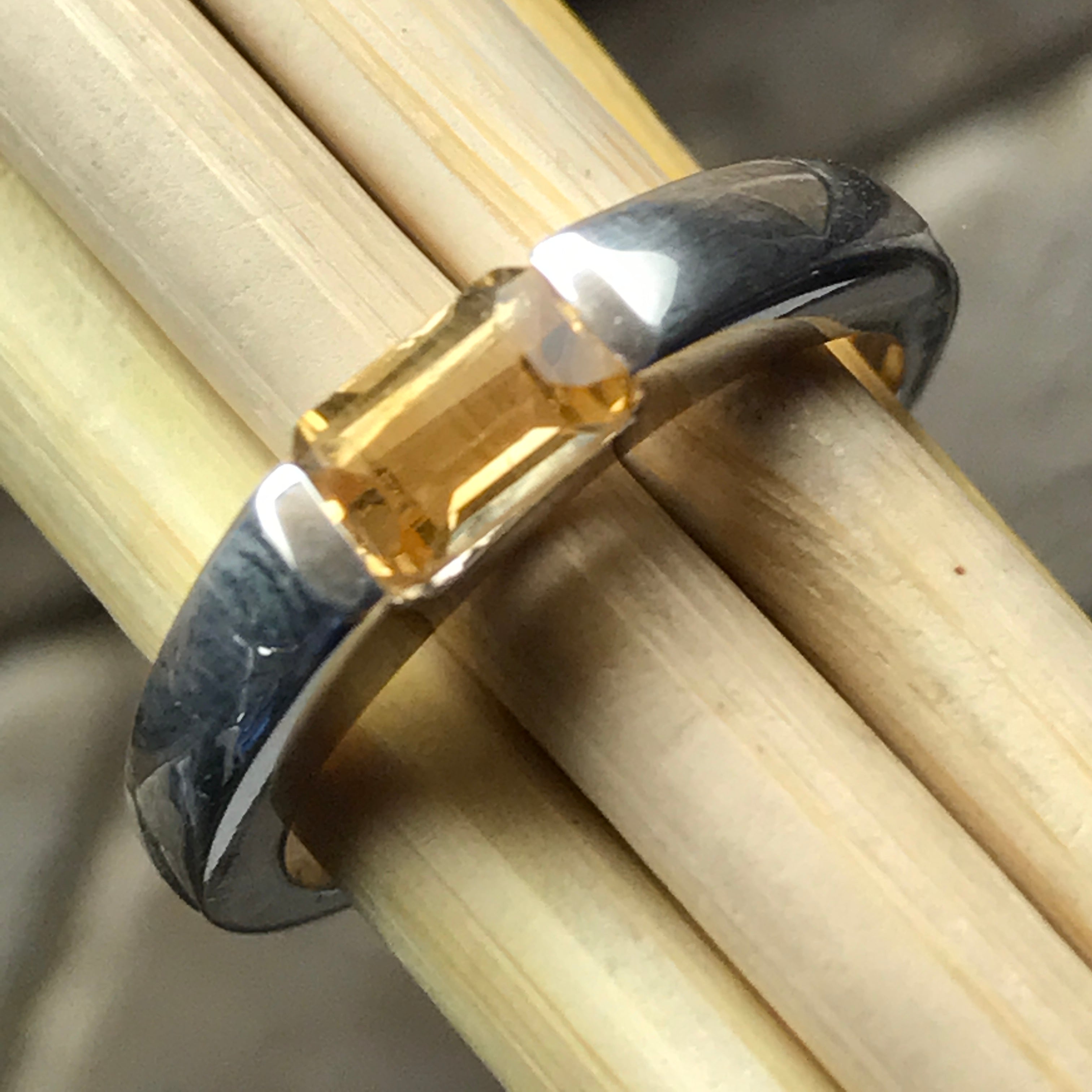 Natural 1ct Golden Citrine 925 Sterling Silver Engagement Ring Size 6, 7, 8 - Natural Rocks by Kala