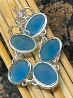 Natural Blue Chalcedony 925 Solid Sterling Silver Bracelets 7" - Natural Rocks by Kala