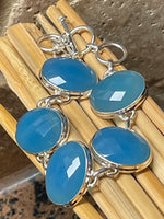 Natural Blue Chalcedony 925 Solid Sterling Silver Bracelets 7" - Natural Rocks by Kala