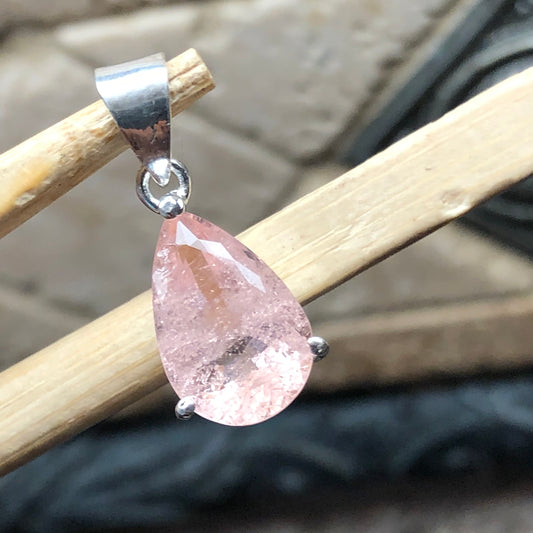 Natural 4ct Pink Morganite 925 Sterling Silver Pendant 25mm - Natural Rocks by Kala