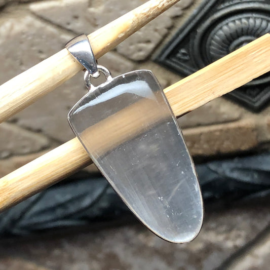 Genuine White Selenite 925 Solid Sterling Silver Pendant 45mm - Natural Rocks by Kala