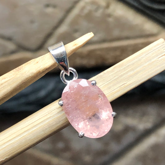 Natural 8ct Pink Morganite 925 Sterling Silver Pendant 20mm - Natural Rocks by Kala
