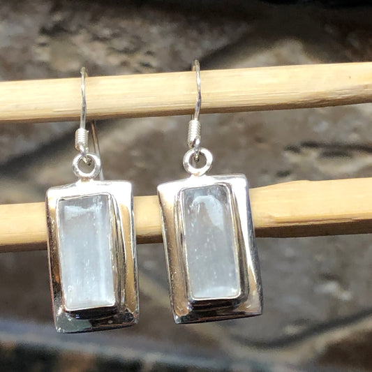 Genuine White Selenite 925 Solid Sterling Silver Earrings 35mm - Natural Rocks by Kala