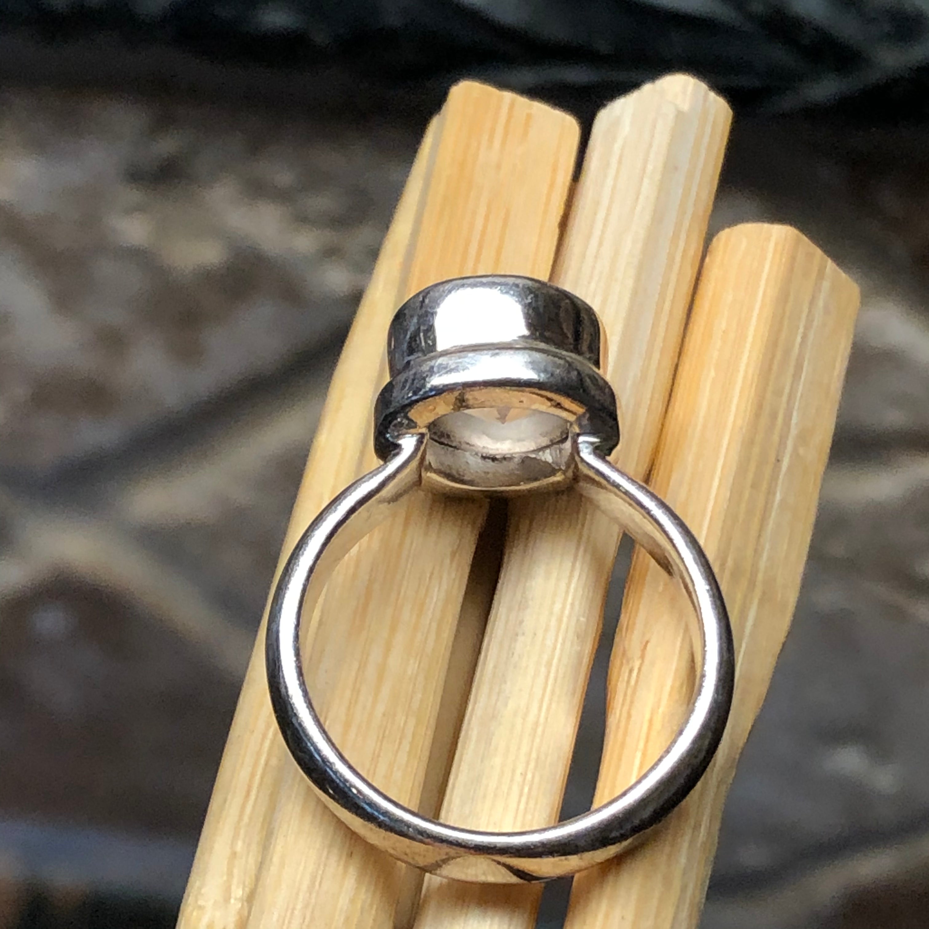 Natural 2ct Rose Quartz 925 Solid Sterling Silver Engagement Ring Size 7 - Natural Rocks by Kala