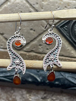 Natural Carnelian 925 Solid Sterling Silver Earrings 50mm - Natural Rocks by Kala