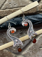 Natural Carnelian 925 Solid Sterling Silver Earrings 50mm - Natural Rocks by Kala